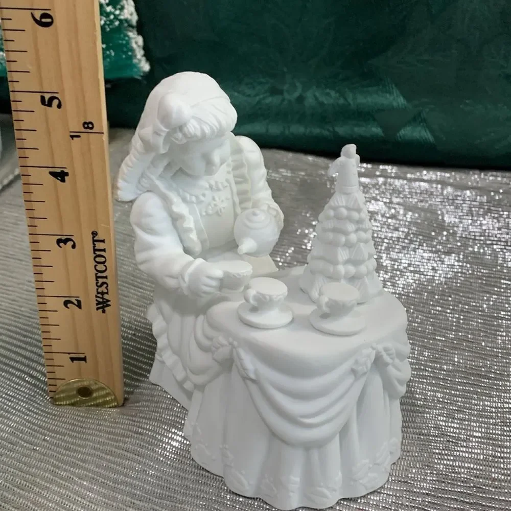 Department 56 Winter Silhouette White Porcelain‎ Figures Christmas Tea Set Of 3